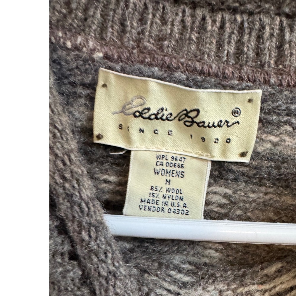 Eddie Bauer 🖤🤑🩶Vintage chunky Wool Blend Fair Isle Crewneck Sweater USA-M - Picture 3 of 6